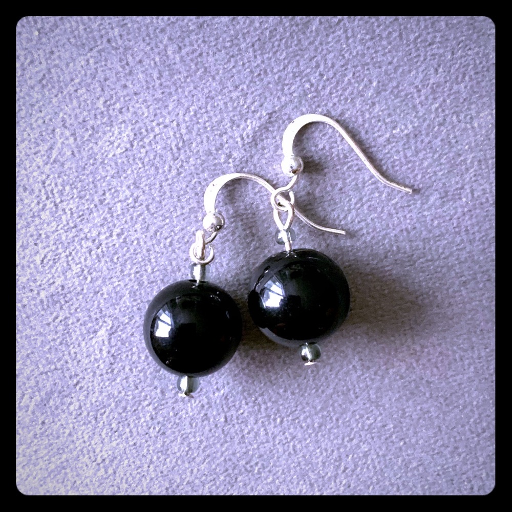 Black Ball Earrings